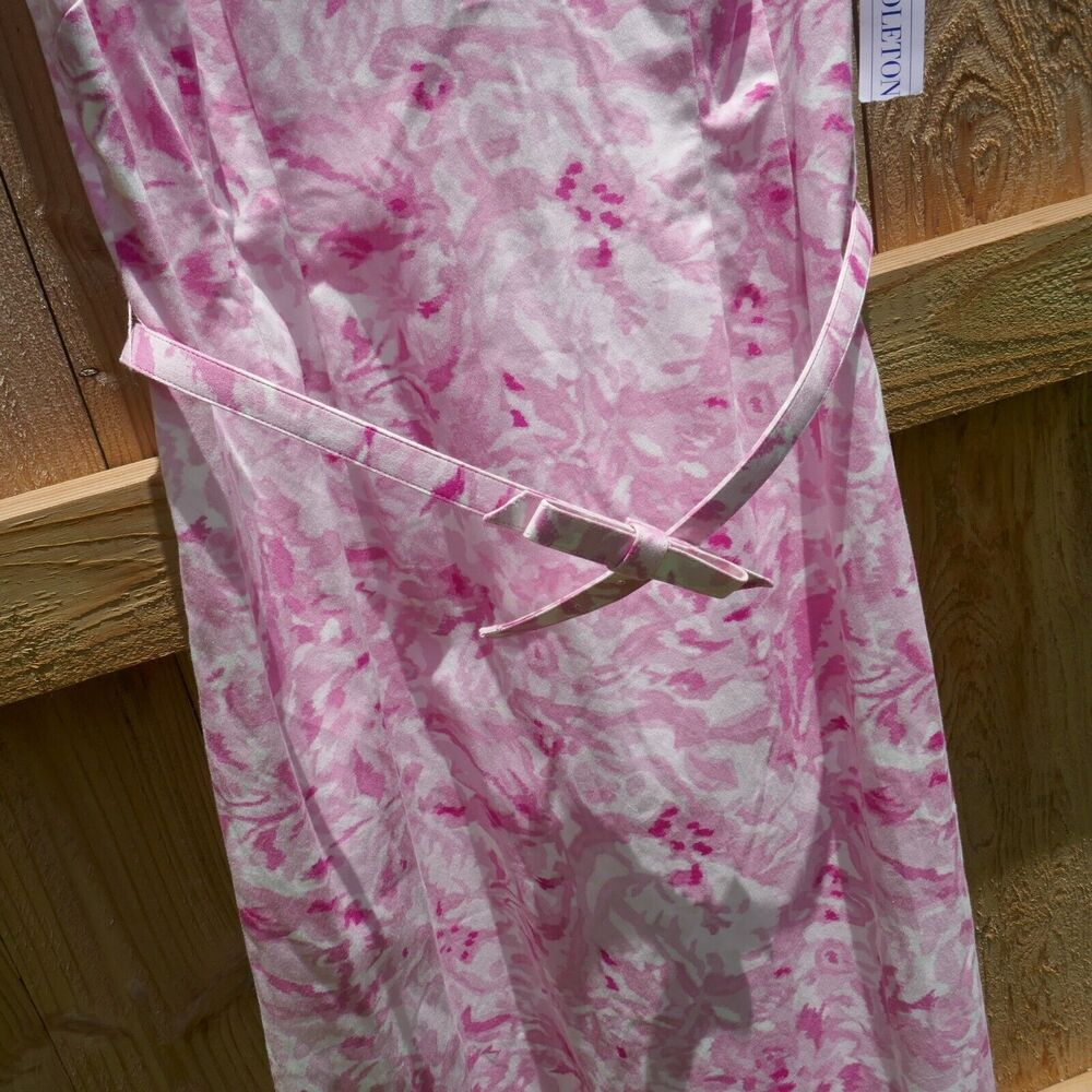 Pendleton Sleeveless Sheath Dress Pink Floral Belted Cotton Spandex NWT 14P - Picture 2 of 6